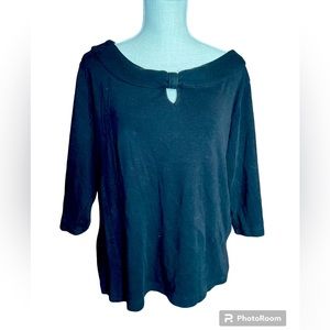 Rafaella Black 100% Cotton 3/4 Sleeve Sweater